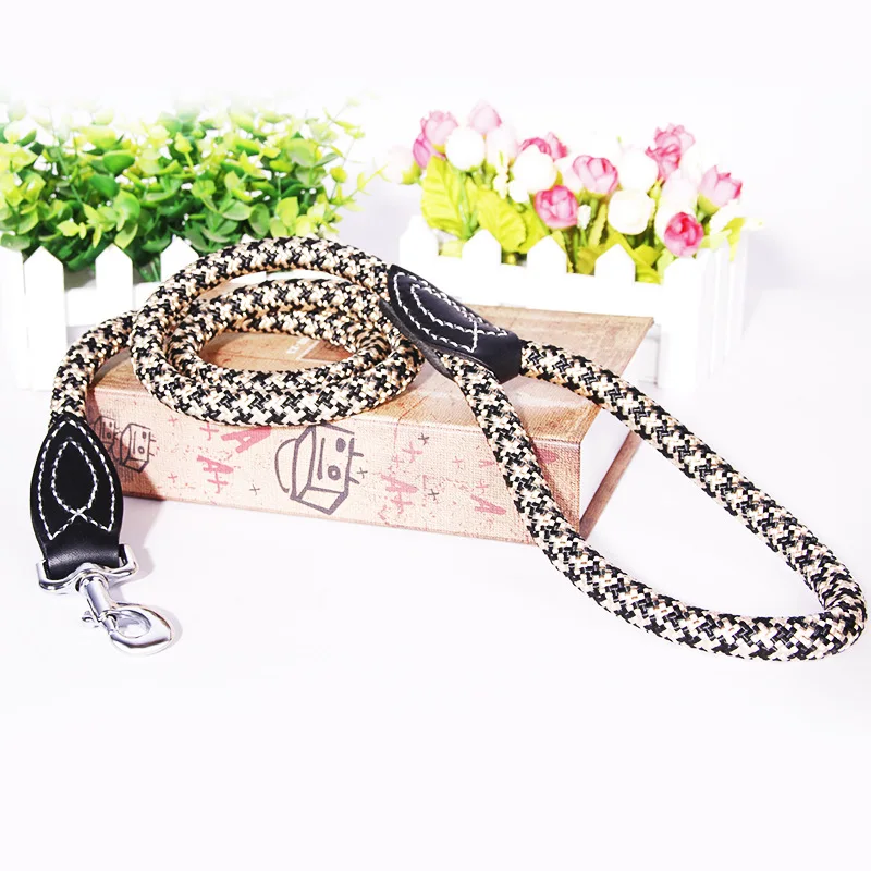 

2018 Leather Braided Dog Leash Traction Rope Nylon Dog Rope Round Rope Dog Chain Pet Supplies Pitbull French Bulldog Teddy