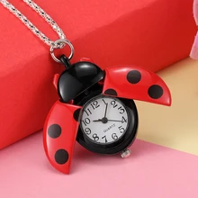 Reloj de bolsillo de cuarzo con forma de Beatles, bonito Vintage, rojo, rosa, amarillo, Blanco, Morado, regalo para niñas