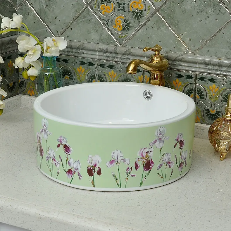 [ New ] King Yan starting Jingdezhen Ceramic Art Basin Counter wash basin washbasin Iris |