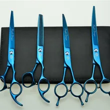 4 шт. костюм 7 ''19,5 см синий цвет Профессиональные Парикмахерские ножницы+ Истончение+ вверх/вниз изогнутые ножницы Z3002L