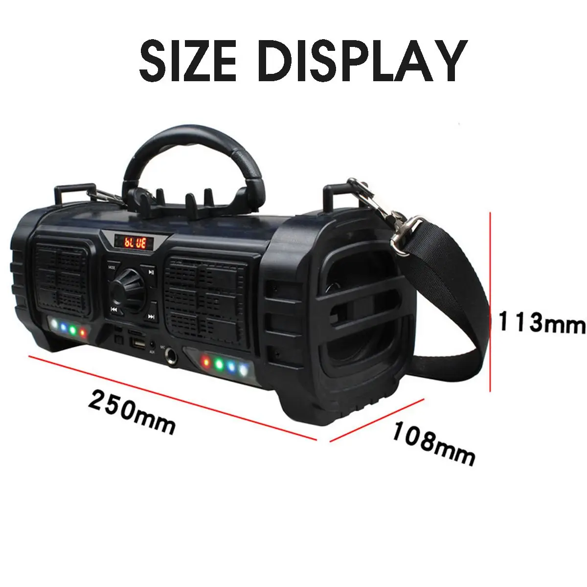 20W Hifi Speakers Portable Wireless bluetooth Speaker w/Mobile Phone Holder LED Flashing Lights 2200MAH Bass Column Subwoofer