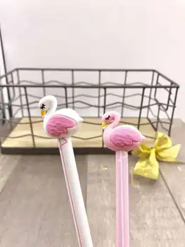 

2 pcs Gel Pens Cartoon Long legs Flamingo black colored gel-ink pens pens for writing Cute stationery office school supplies