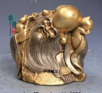 

Chinese Bronze Copper 24K Gold Gild Silver peach God of longevity Buddha Statue