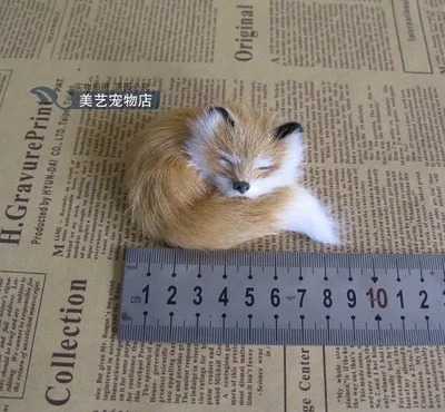 

simulation fox mini 7x8cm prone fox model polyethylene& fur handicraft, prop,home Decoration xmas gift b3516