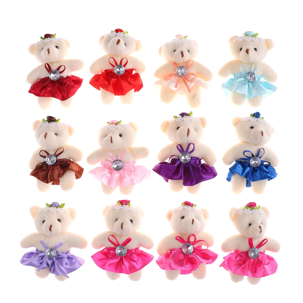 

12cm Kawaii Small head Stuffed Plush 12CM Toy cartoon bouquet Mini Bears Plush Toys Wedding Gifts
