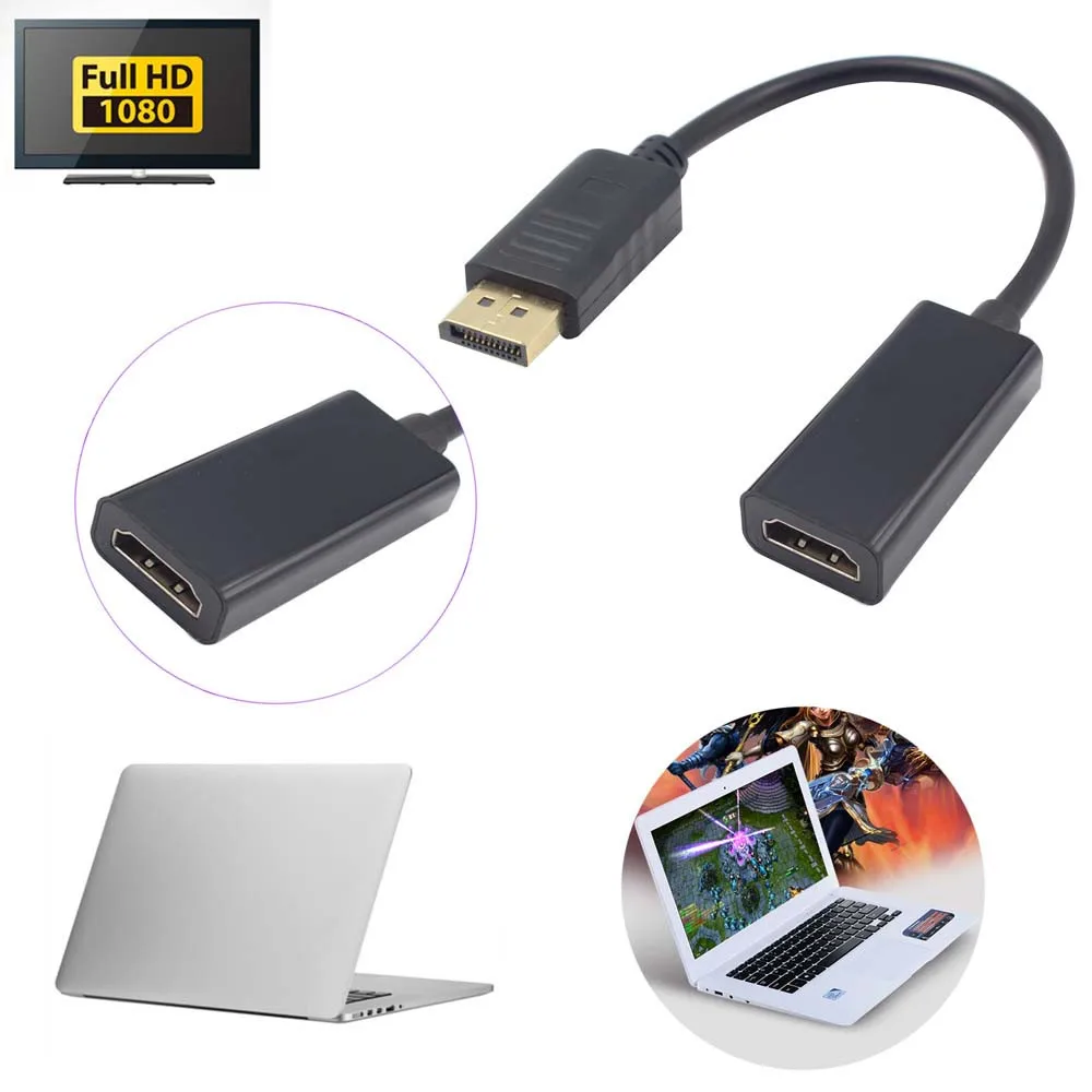 HIPERDEAL Aux Splitter DP Male Displayport to HDMI Female VGA Adapter