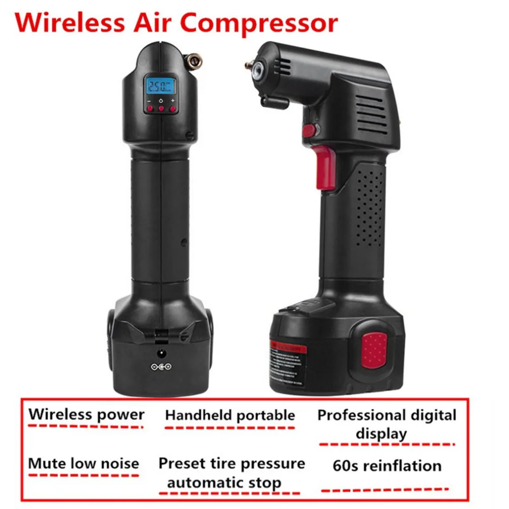

35L/min Rechargeable Wireless Handheld Electric Vehicle Car Tire Inflatable Pump Digital Display Emergency Inflator Air Pump Hot