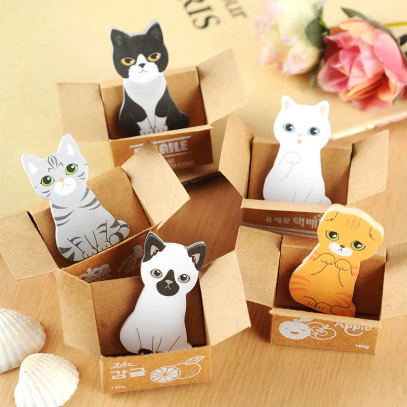 

Kawaii Cute Carton Cat Memo Pads Label Stick School Office Stationery Message Planner Writing Sticky Notes Stickers