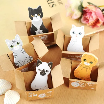 

Kawaii Carton Cat Memo Pads Label Stick School Office Stationery Message Planner Writing Sticky Notes Stickers