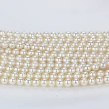 SNH 5 нитей/посылка 7,5-8 мм круглый AA-белый натуральный пресноводный жемчуг струны