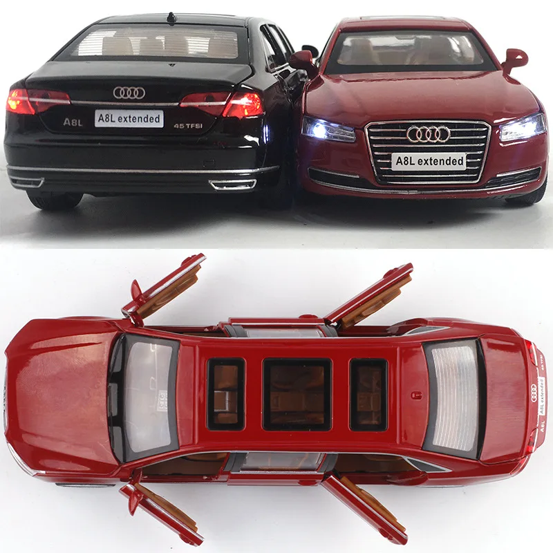 Лицензированная модель 19,5 см Расширенный Audi A&L литой автомобиль 6 с открывающимися дверцами отличное качество красный и черный цвет