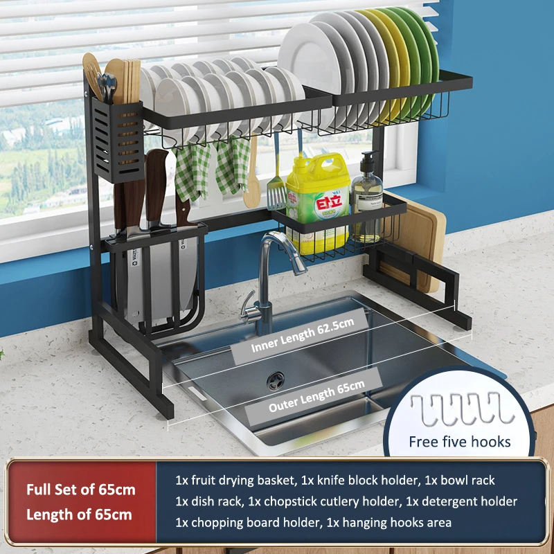  Kitchen Shelf Organizer Dish Drying Rack Over Sink Utensils Holder Bowl Dish Draining Shelf Kitchen - 33051278884