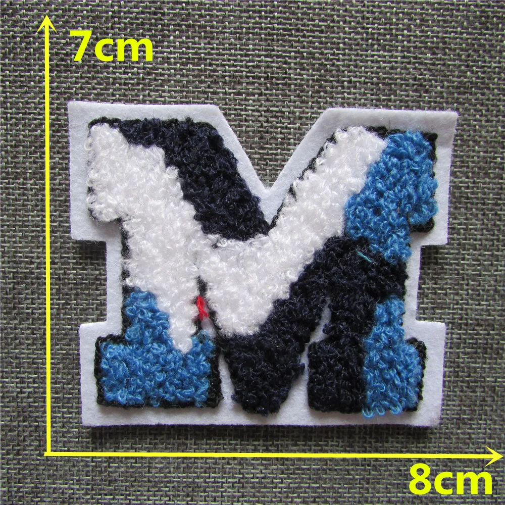 

1pcs new Letters M badge Sew-on embroidered towel fabric patches stripesFor Clothes pants hat DIY Accessories Sew On Applique