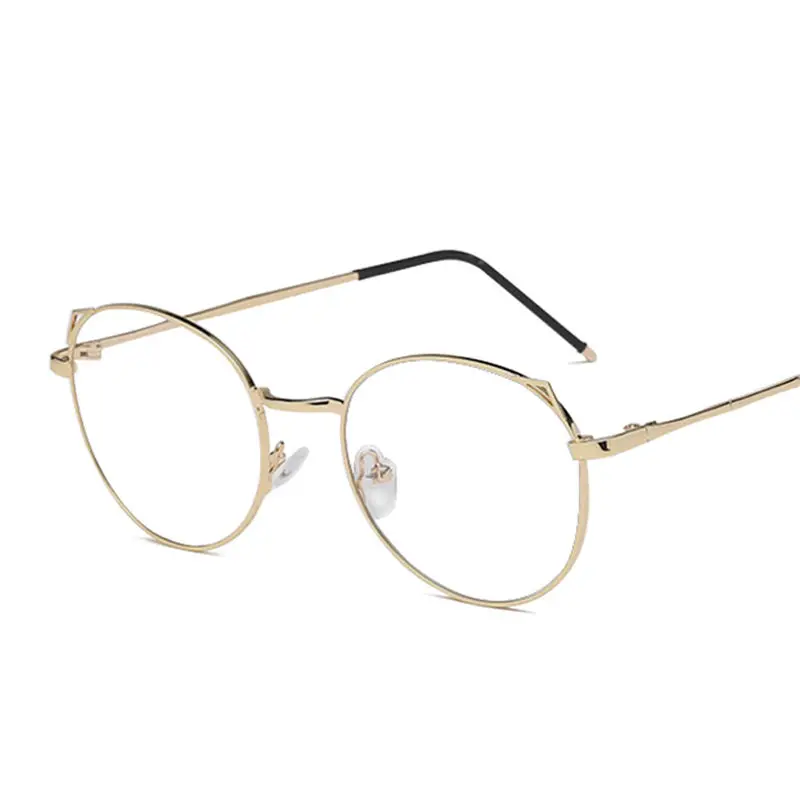 Seemfly очки для чтения, мужские и женские кошачьи уши, металлическая оправа, круглые очки для дальнозоркости, Анти-усталость, модные очки для чтения - Цвет оправы: Gold