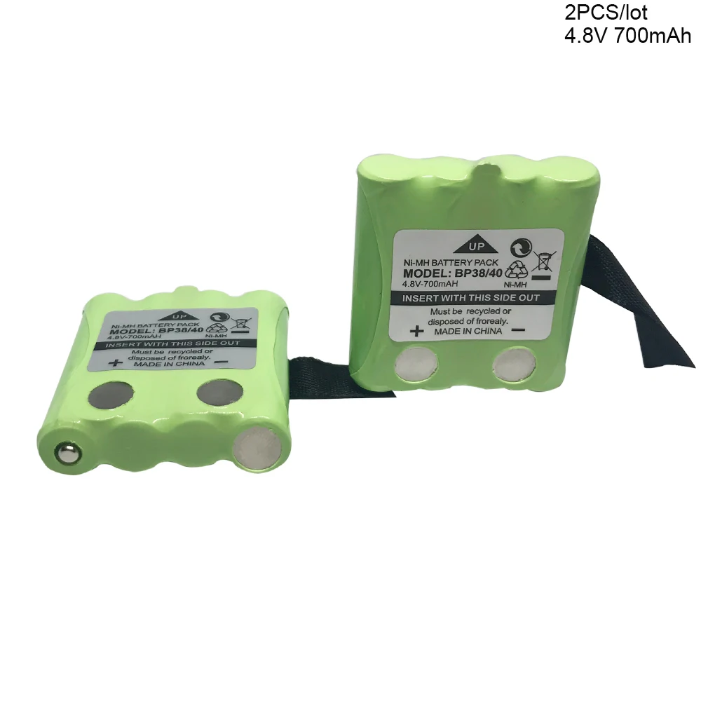 

2PCS 4.8V 700MAH NI-MH Battery For Uniden BP-38 BP-40 BT-1013 BT-537 GMR FRS 2Way Radio batteries batteria 4.8 V battery