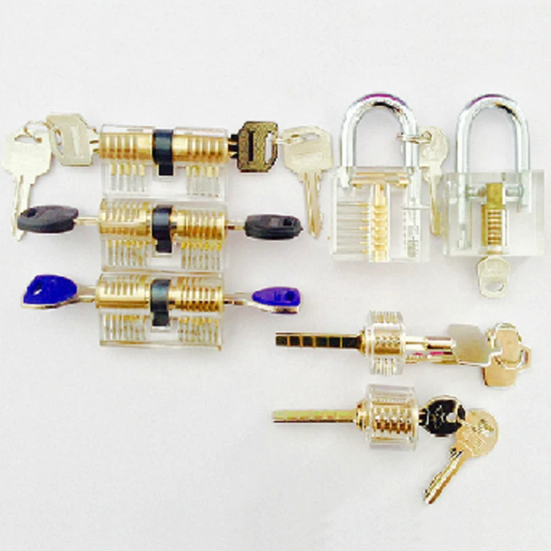 

Hot Sale 7pcs Transparent locks Combination Practice Locksmith Training Tools Visible Lock Pick Sets