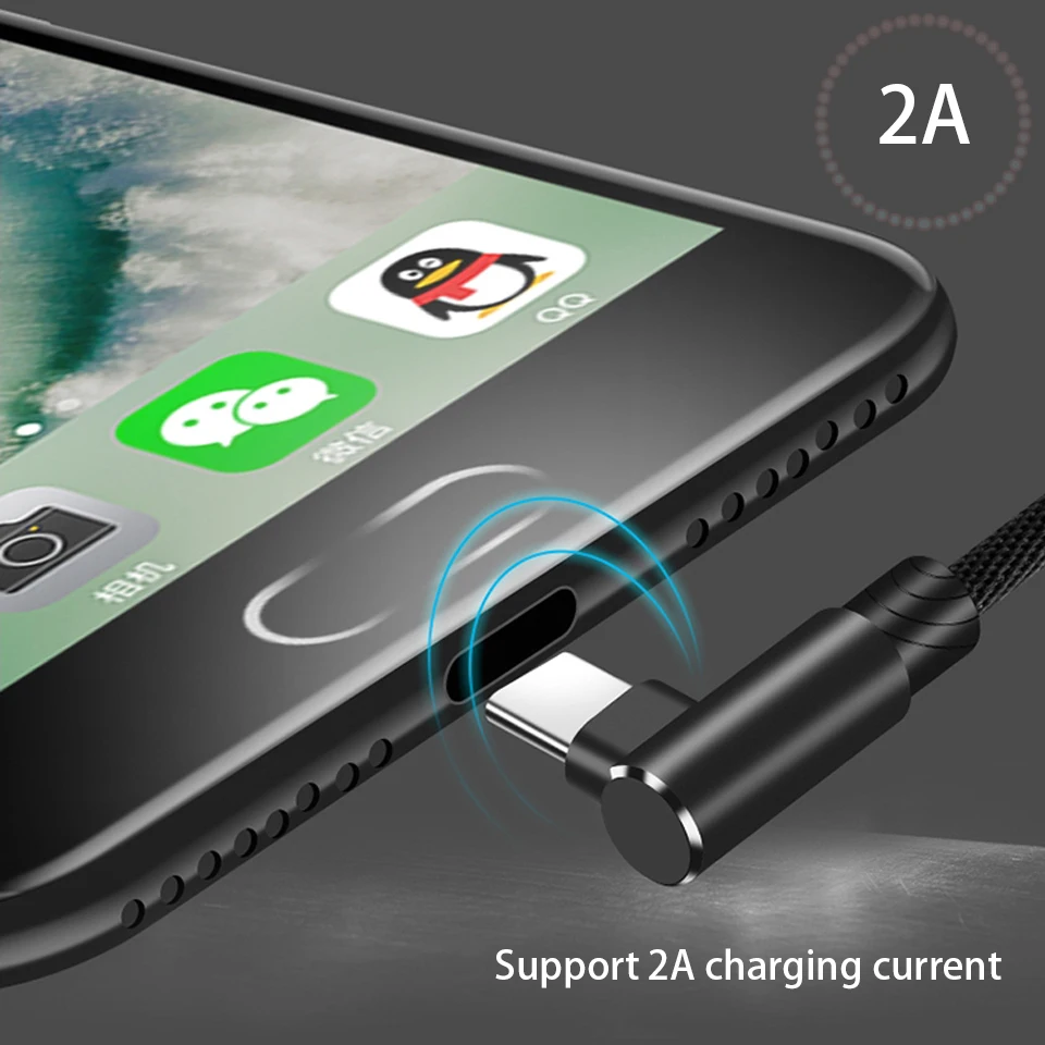 Кабель USB Type C 90 градусов 1 м 2 3 для Xiaomi Mi8 Mi6 Mi5 Mi Max Mix 2S A1 6X 5X Note 3|Зарядные устройства| |