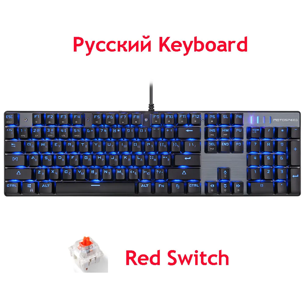 MOTOSPEED CK104 RGB подсветка русская английская механическая клавиатура анти-ореолы игровая клавиатура для Teclado Игровой Компьютер ТВ коробка