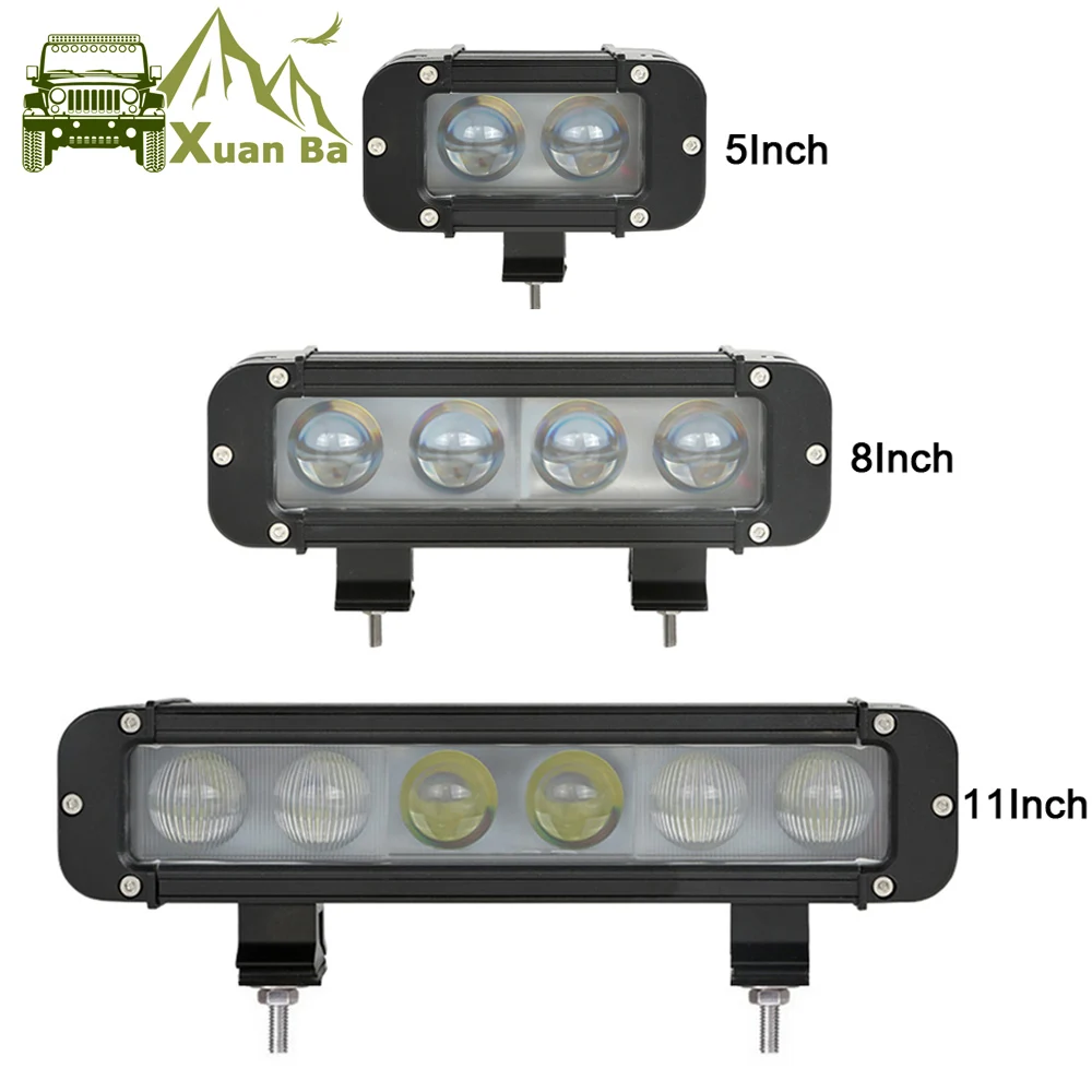 

XuanBa 4D Lens 11 Inch 60W Led Work Light Bar For Motorcycle Atv Suv Truck 12V Driving Lamp 24V Spot Combo 40 4x4 Off Road Bar