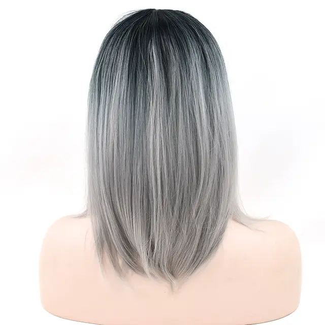 Us 9 17 49 Off Soowee 10 Colors Synthetic Hair Black To Gray Ombre Hair Bob Hairstyle Short Wigs For Black Women Party Cosplay Wig In Synthetic