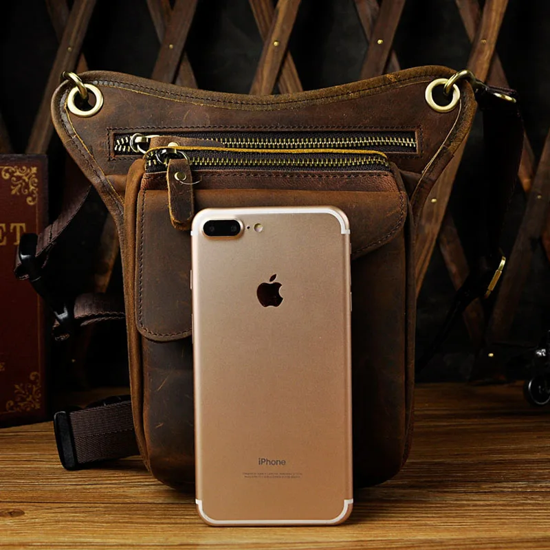 Men's Crazy Horse Genuine Leather Messenger Shoulder Bag Travel Motorcycle Riding Fanny Pack Waist Thigh Drop Leg Bag Men's Crazy Horse Genuine Leather Messenger Shoulder Bag Travel Motorcycle Riding Fanny Pack Waist Thigh Drop Leg Bag