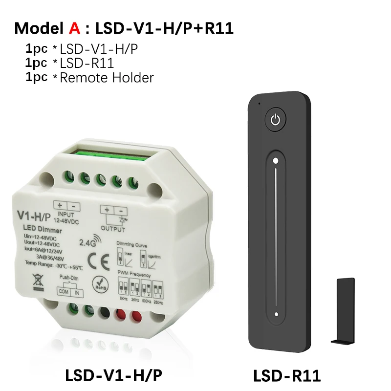 Светодиодный Dimmer12V 24V 36V 48V PWM беспроводной РЧ светодиодный диммер вкл. Выкл. С пультом дистанционного управления 2,4G wifi диммер для одноцветной светодиодной ленты светильник - Цвет: Model A