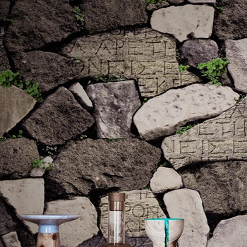 

3D Retro Rustic Style Stone Wallpaper PVC waterproof Stone Background Wallpaper Roll 3D Rock Natural Living Room Wall Paper Roll