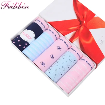 

ZJX Fashion Cotton Women Panties Traceless Comfort Seamless Girls Lovely Print Briefs Breathable Women Lingerie Underwear