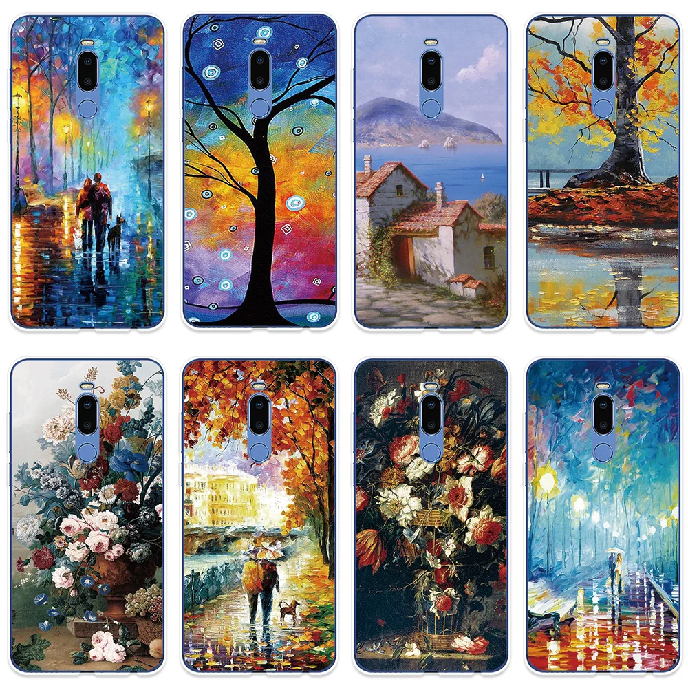 

Phone Case For Meizu 15 Lite 16 16th Plus 16X 16S X8 Cover Oil Painting Patterned Silicone For Meizu Note 8 9 Pro 6 7 Case