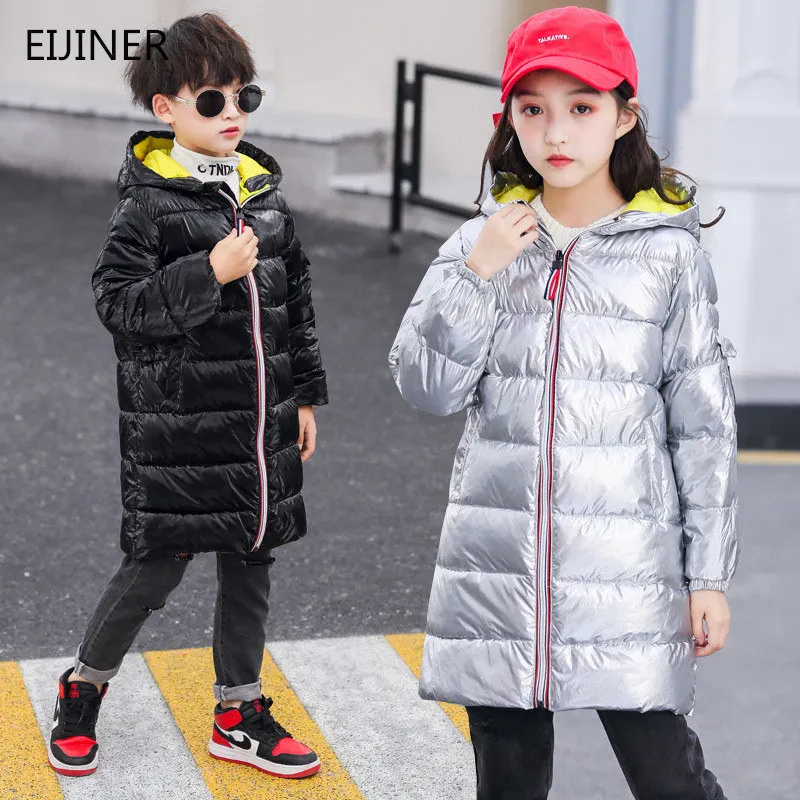 

White Duck Boys Coats Winter Jacket Kids Down Coat Waterproof Snowsuit Pink Black Silver Jacket Hooded Parka Girls Down Coats