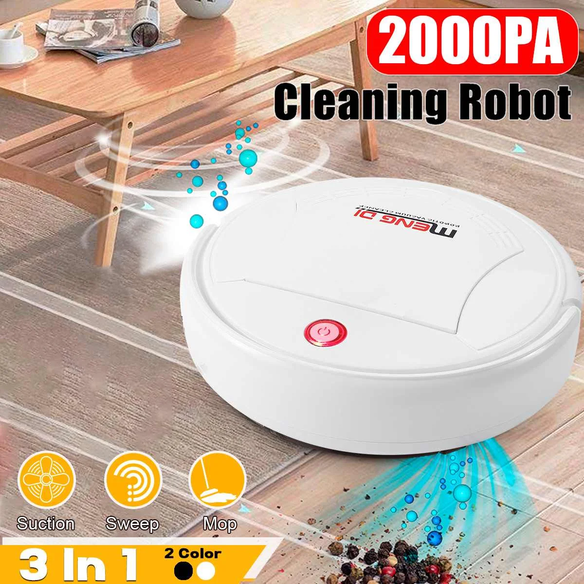

3 In 1 Smart USB Robot Vacuum Cleaner Automatic Sweeping Mop Robotic Sweeper 400ML 27.5x6cm Plastic + Electronic Component
