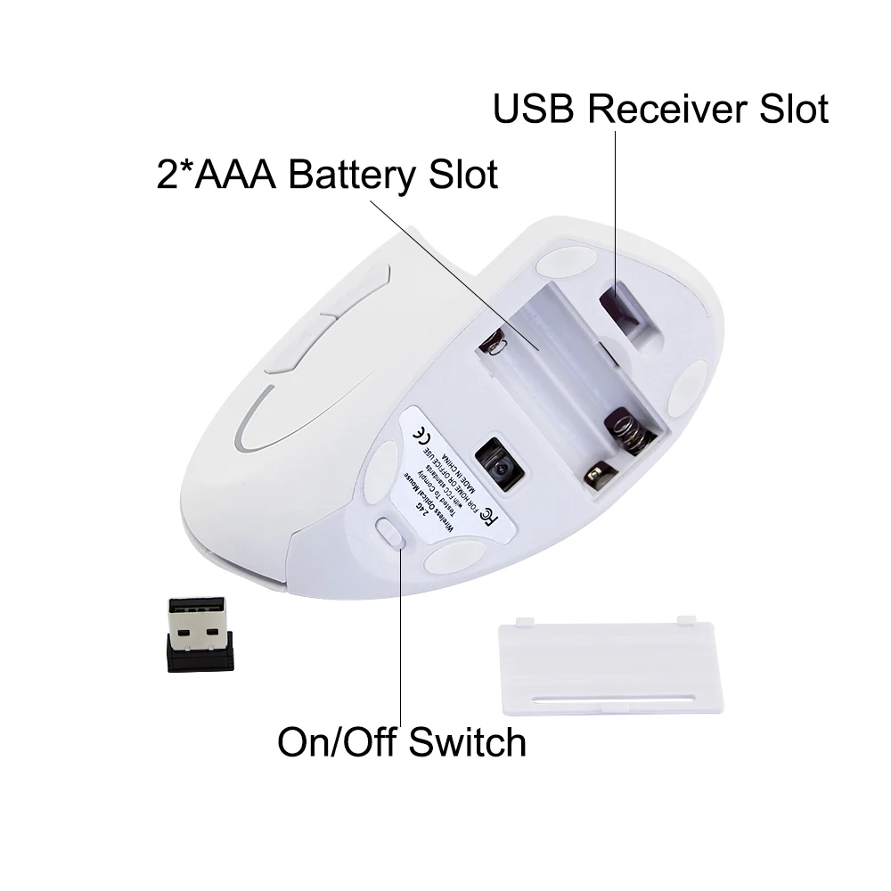 White vertical wireless mouse