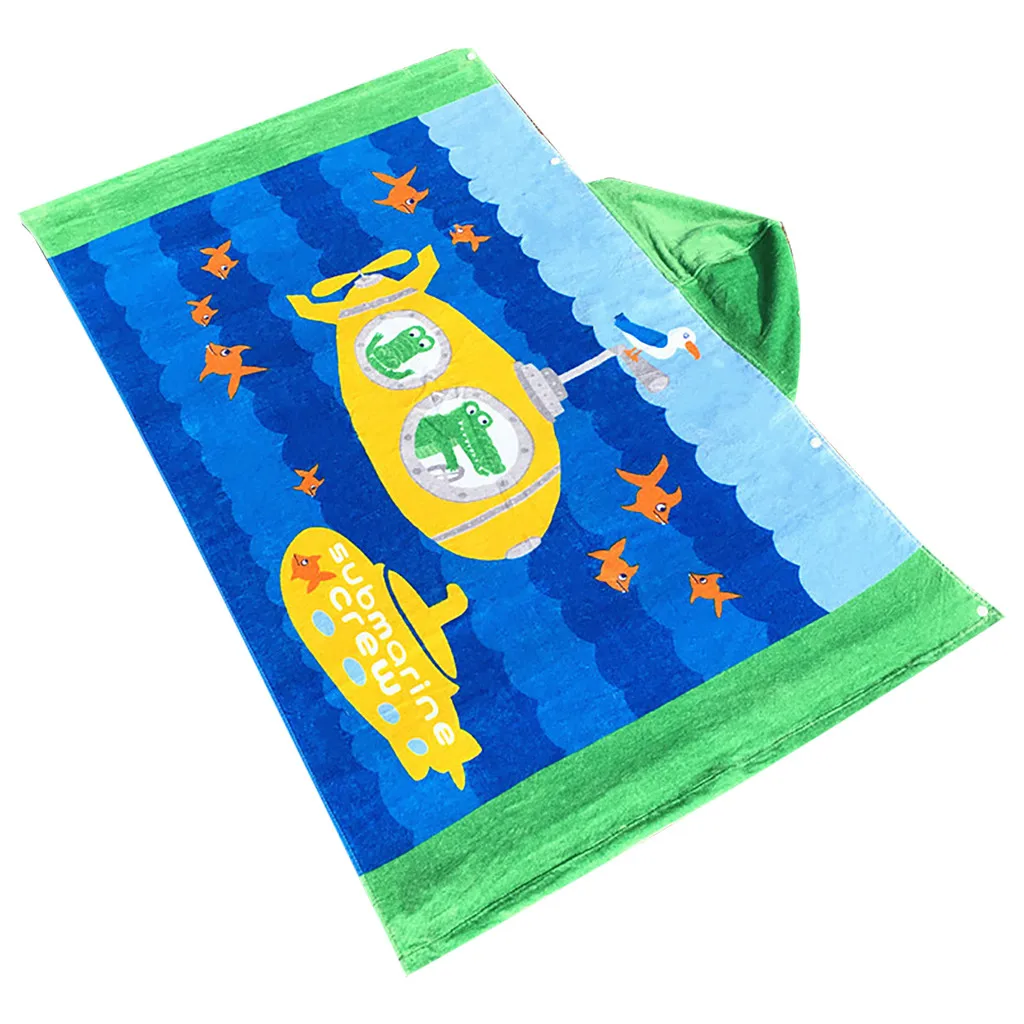 Пляжное банное полотенце с капюшоном для малышей, мягкая накидка-пончо для бассейна с акулой, накидка для мальчиков, детская От 1 до 12 лет, банный Халат - Цвет: B