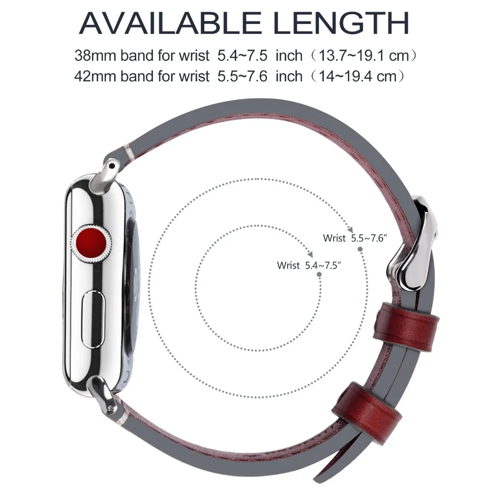 Ремешок для часов из восковой кожи iWatch 42 мм 38 мм/44 40 серии 4/2/1 Apple Watch с серебряной