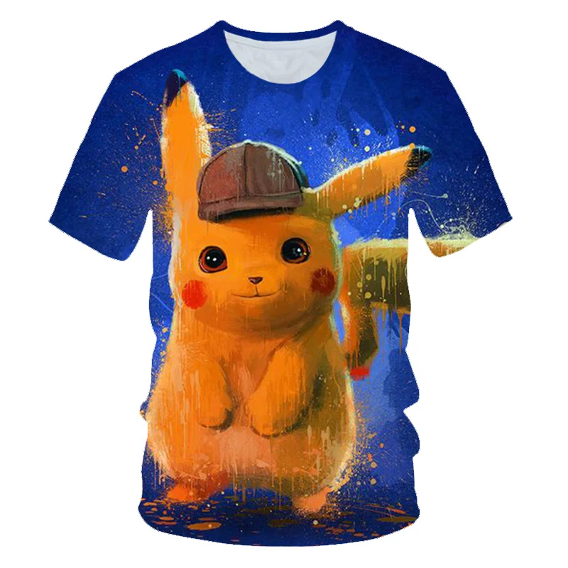 Детская футболка с 3D принтом «Pokemon Detective Pikachu»; коллекция года; модная летняя футболка с короткими рукавами; топы; уличная одежда; детские футболки - Цвет: PT-297