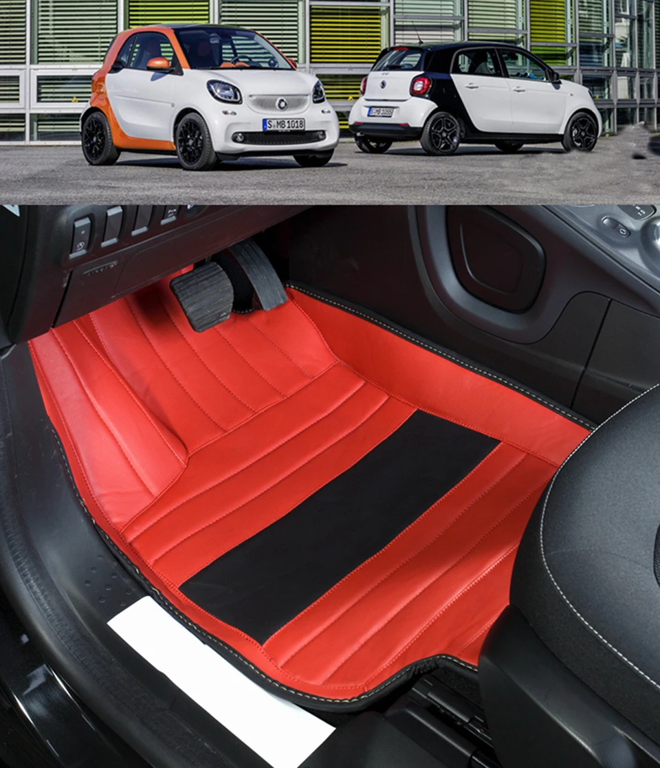 Автомобильный кожаный коврик для автомобиля Mercedes-Benz Smart fortwo forfour, четыре сезона, автомобильные водонепроницаемые коврики, автомобильные аксессуары