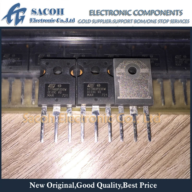 

Free shipping 10Pcs STTH60P03SW STTH60P03S STTH60P03 60P03 STTH6003CW TO-247 60A 300V Fast Recovery Rectifier Diode