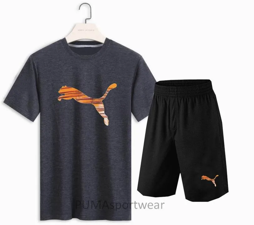

New Arrival Original PUMA Classic Color Logo ESS Sweat V Neck Short Suit Men's Sportswear S-3XL
