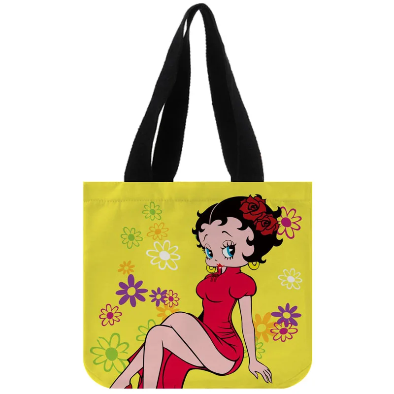 Сумка-тоут из хлопка и холста на заказ Betty Boop Shopping Складная многоразовая сумка с собственным логотипом оптом - Цвет: 19