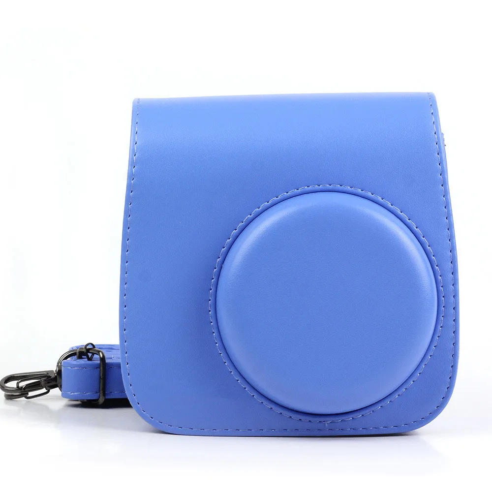 Наплечная сумка для камеры, защитный чехол, цветные лесные узоры, кожаная сумка для камеры Fujifilm Instax Mini 8/MINI8+/9 - Цвет: deep blue