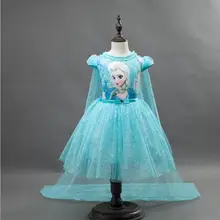 Платье для маленьких девочек 2-10 лет, детская одежда, платье принцессы Анны и Эльзы, праздничные платья, платье-пачка с накидкой для маленьких девочек