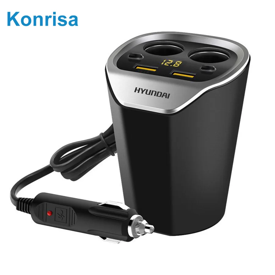 

Cup Car Charger for iPhone Android Phones 5V 3.1A Dual USB Car Cigarette Lighter Socket Splitter Adapter with Independent Switch