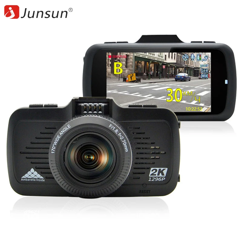 

Junsun Dash Camera 2.7" Screen Car DVR GPS 2 in 1 Full HD 1296P With Speedcam Ambarella A7LA50 Dash Cam Video Recorder Russia