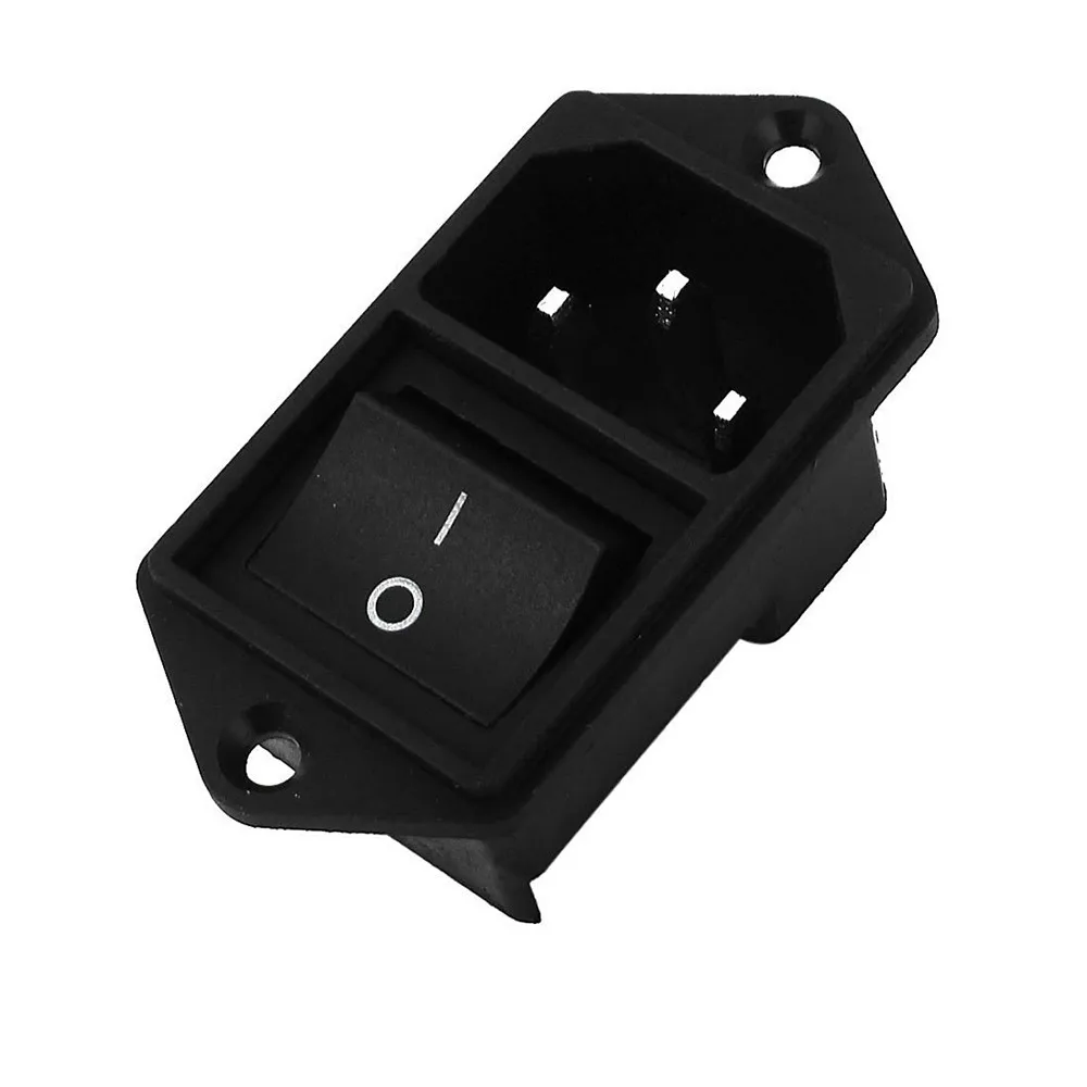 UK IEC320 C14 AC Power Male Cord Inlet Socket with ON-OFF Rocker Switch 250V 15A