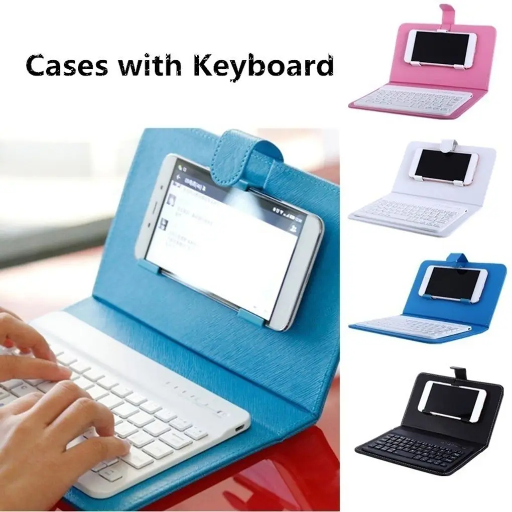 Portable PU Leather Wireless Keyboard Case Bluetooth Keyboard for