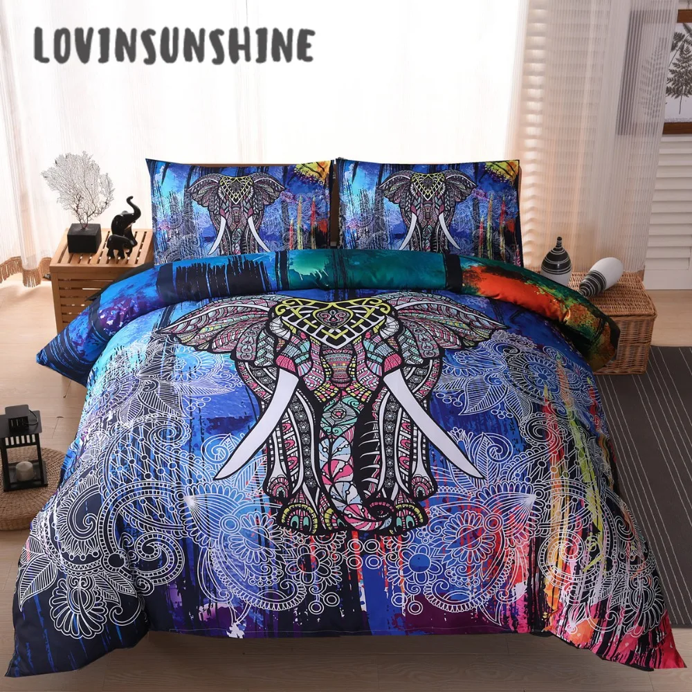 

LOVINSUNSHINE Quilt Cover Set Duvet Cover King Size 3d Watercolor Elephant Print Bedding Set Kids AB#112