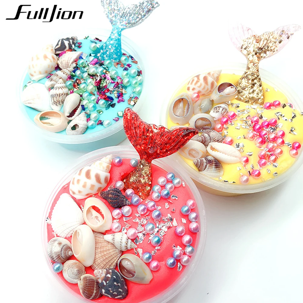 

Fulljion Slime Toys Mermaid Fluffy Shell Lizun Clay Learning Education Toy Mud Anti-Stress DIY Slime Box Fimo Putty Rubber Kits