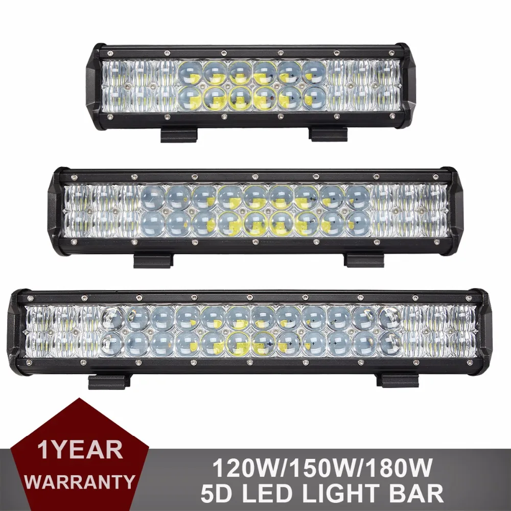 

12 15 17 Inch Offroad LED Light Bar 12V 24V Car SUV Truck Trailer Tractor Boat ATV 4WD 4X4 Camper Pickup Extra 5D Driving Lamp