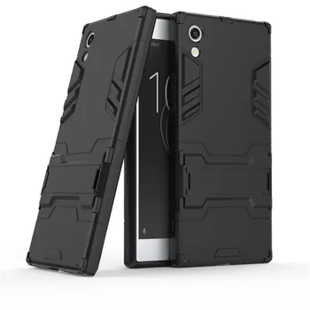 

50pcs/lot New Arrival Hybrid 2 in 1 Hard PC +TPU Back Case For Sony Xperia XA1 With Stand Flexible Armor