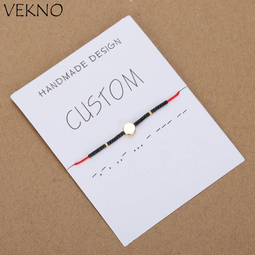 

VEKNO Hot Sell New Red Rope Knots Golden Round Bracelets Men Handmade MIYUKI Seed Bead Custom Bracelet for Women Friend Gifts